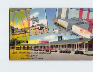 Postcard Gills Motor Court and Restaurant Roanoke Virginia USA