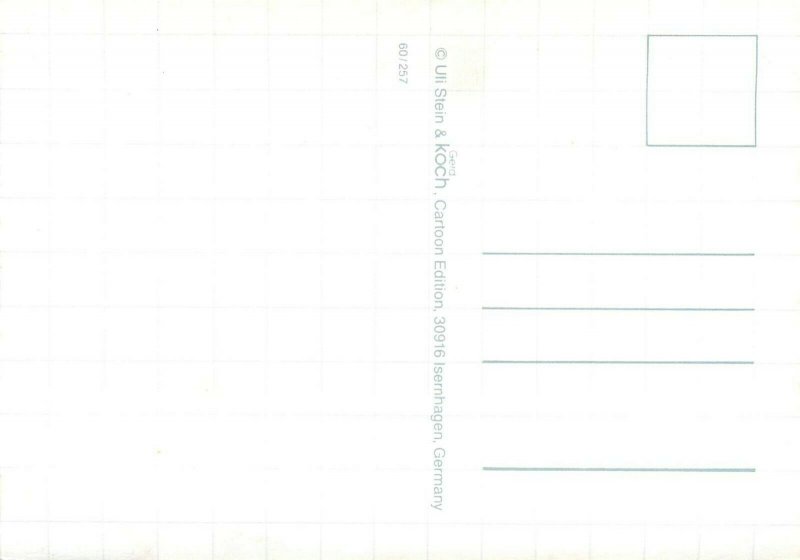 Comic postcard penguins playing table tenis ping pong humour signed Stein