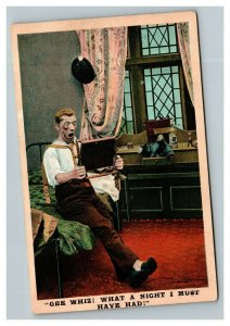 Vintage 1910's Bamforth Postcard - Man with Makeup on Face - What I Night I Had