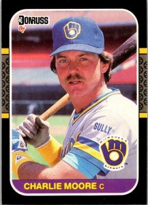 1986 Donruss Baseball Card Charlie Moore Milwaukee Brewers sk12318