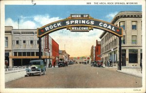 Rock Springs WY The Arch Street Scene Linen Postcard