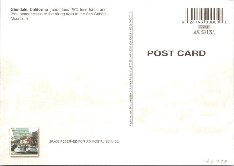 2~4X6 Postcards  Glendale, CA California  AERIAL VIEW & DOWNTOWN STREET SCENE