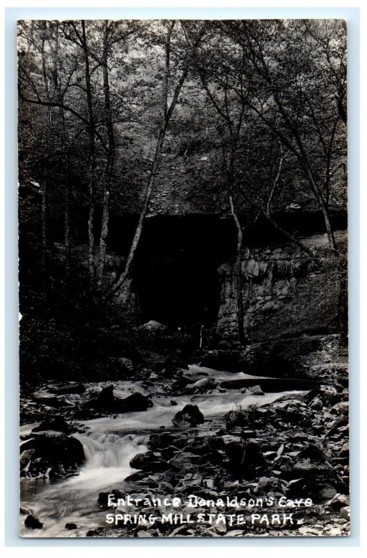 Donaldson's Cave Spring Mill Park Mitchell IN Indiana Real Photo RPPC Postcard