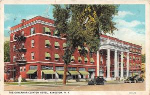 Kingston New York~Governor Clinton Hotel~30s Cars in Street~Lady on Sidewalk~'21