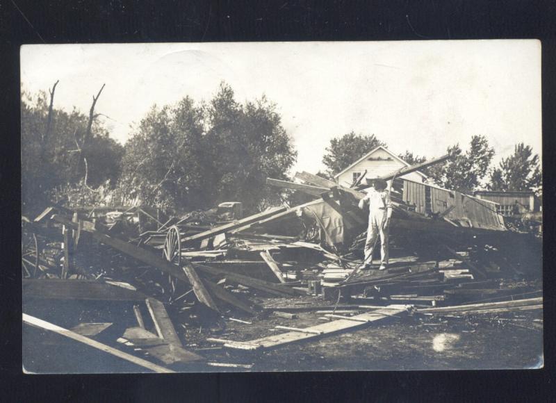 RPPC DYSART IOWA CYCLONE TORNADO DISASTER VINTAGE REAL PHOTO POSTCARD 1907