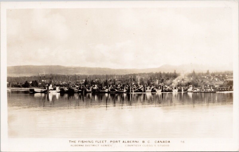 Port Alberni BC The Fishing Fleet Boats Vancouver Island Cleggs RP Postcard H28