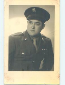 old rppc MAN WEARING UNIFORM WITH CAP - POLICE OR MILITARY OFFICER HM0971