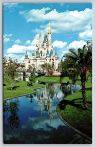 Orlando FL~Walt Disney World~Cinderella Castle Reflected In Moat~Vintage PC