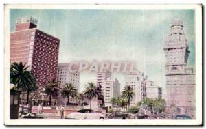 Postcard Old Montevideo Edificación Sobre La Plaza Independencia Uruguay