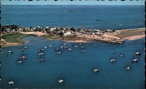 Camp Ellis Maine Air View Boats in Harbor Vintage Postcard