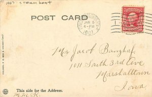 1907 Steamboat Island Queen discharging Passengers Postcard undivided 24-7867