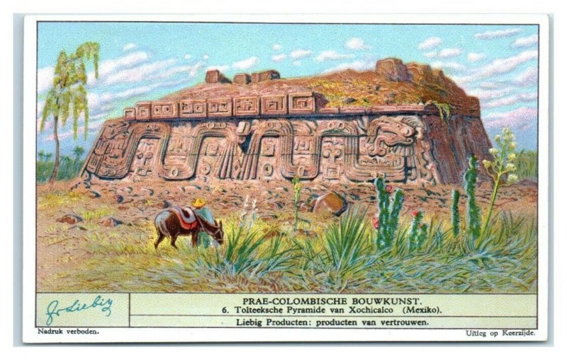 Toltec Pyramid, Xochicalco, Mexico, Pre-Columbian Architecture Liebig Trade Card