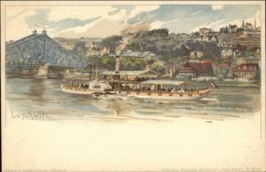 Loschwitz - Gruss Aus Elbestrand Germany c1900 Postcard jrf