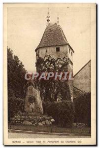 Old Postcard Obernai Old Tower And Monument From Canon