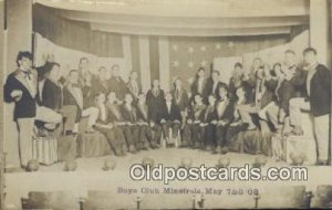 Boy Club Minstrels, May 1908 Minstel  Post Card Unused close to perfect, ligh...