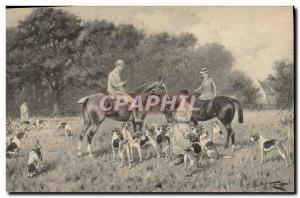 Old Postcard Dogs Dog Hunting hounds has Cavaliers