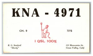 QSL Radio Card From Grass Valley Calif. California KNA - 4971