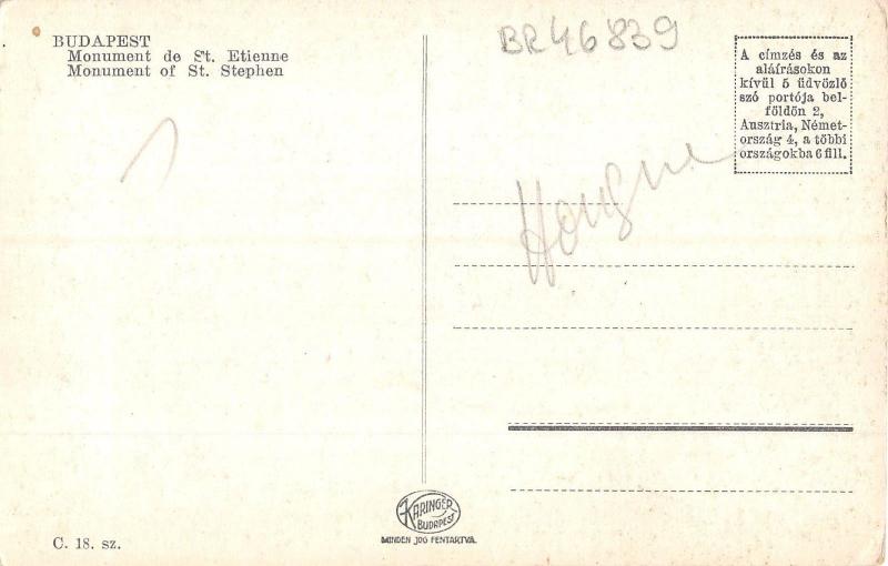 BR46839 Monument de st etienne Budapest     Hungary
