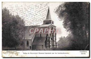 Postcard Old Beaufort Somme Church spared by the bombardments