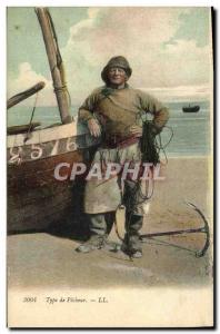 Postcard Old Fishing type fisherman