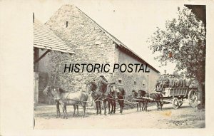 WW1 GERMAN SOLDIERS ON HORSEBACK AND IN WAGON~PHOTO POSTCARD