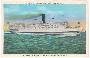 COLONIAL NAVIGATION SHIP BETWEEN NEW YORK & NEW ENGLAND VINTAGE POSTCARD (4)