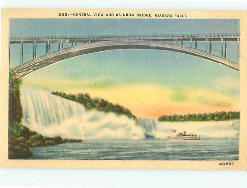 Postcard Niagra Falls From Rainbow Bridge  192 feet above water  # 143