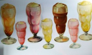 Ice Cream Soda Floats Milkshake Vintage Diecut Paper Signs 1950s Diners Lot Of 7