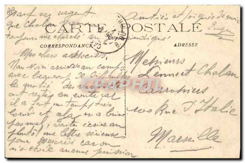 Old Postcard Army Camp maneuver Back Carpiagne