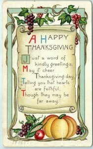 M-36342 Thanksgiving Art Print with Message A Happy Thanksgiving Greeting Card