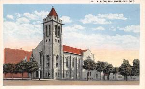 M E Church Mansfield Ohio 1920s postcard