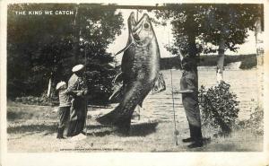 1940s Fishing exaggeration humor Canadian Toronto RPPC Real photo postcard 12331