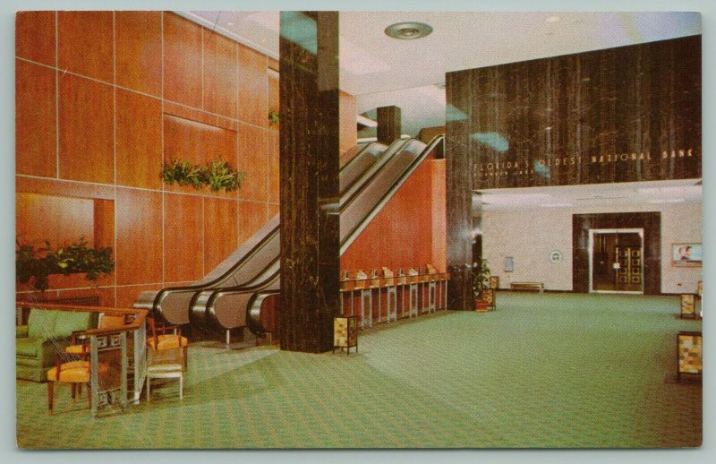 Tampa Florida~First National Bank~Main Lobby~Escalator~Executive Offices~1950s 