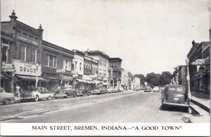 Postcard Main Street in Bremen, Indiana