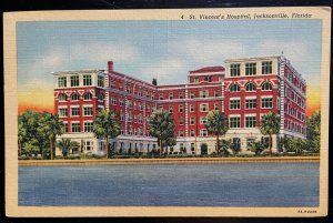 Vintage Postcard 1938 St. Vincent's Hospital, Jacksonville, Florida (FLA)