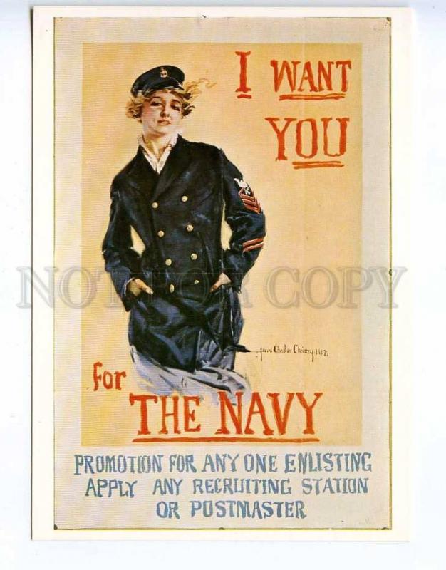 217052 WWI POSTER Howard Chandler Christy I want you for the Navy postcard