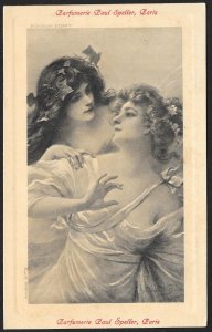 Two Beautiful Ladies Ivy in Hair Perfume Paul Speller Paris FRANCE Unused c1910s