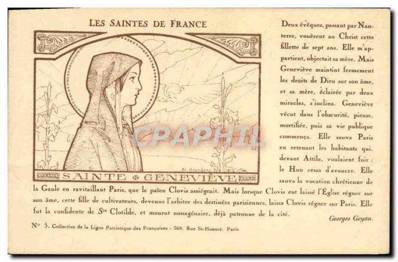 Postcard Old Surname The holy of France Sainte Genevieve