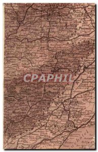 Old Postcard Map Montbeliard Doubs Neuchatel