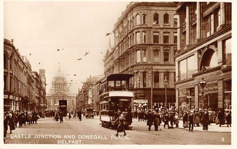 Belfast North Ireland UK Castle Junction Real Photo Antique Postcard K100855