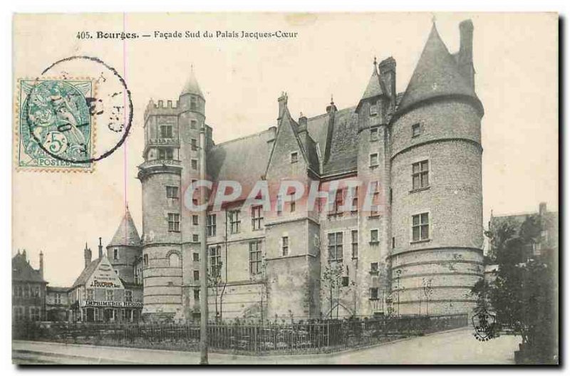 Old Postcard Bourges South frontage of the Palace Jacques Coeur