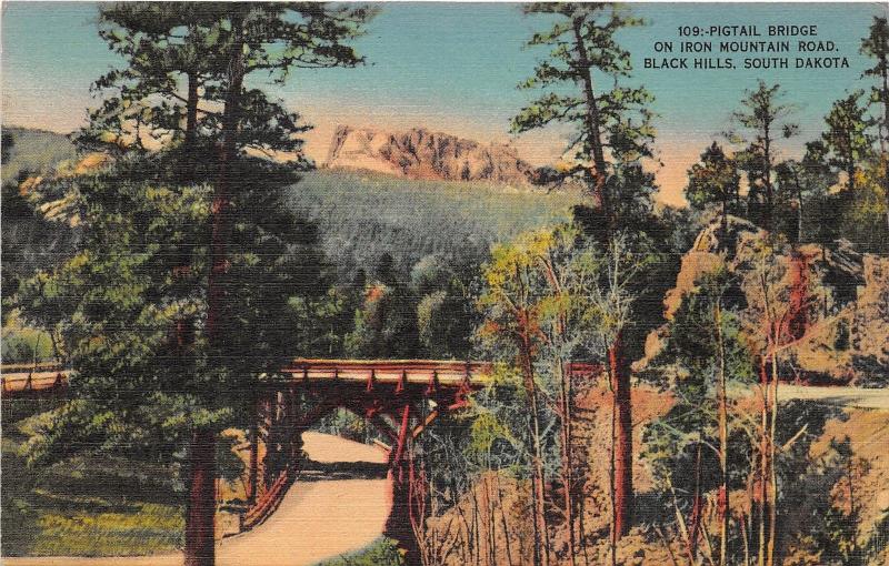 Black Hills South Dakota~Pigtail Bridge on Iron Mountain Road~Mt Rushmore Bknd