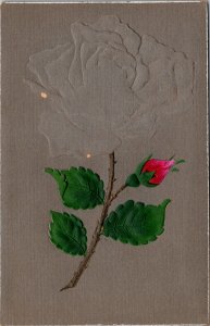 Postcard Embossed handmade unfinished rose on gray background