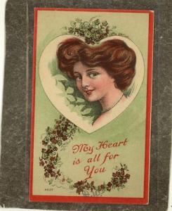 VALENTINE ANTIQUE HEART LOVE c1910 Postcard