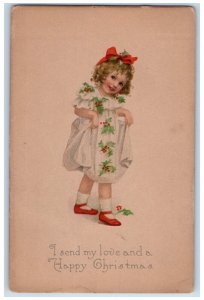 1921 Christmas Little Girl Dress Holly Gibson Beach Haven Terrace NJ Postcard