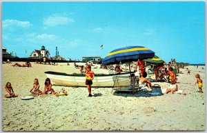 Sea Girt Beach New Jersey NJ Historic Light House In The Background Postcard