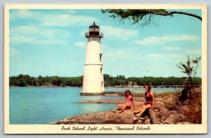 Thousand Islands  New York  Rock Island Lighthouse  1965  Postcard