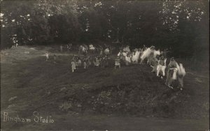 Bingham ME Maine Pageant? Children Costumes Field Real Photo Postcard