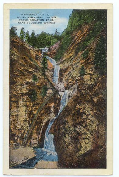 Seven Falls, South Cheyenne Canyon near Colorado Springs, CO, 1940 Linen