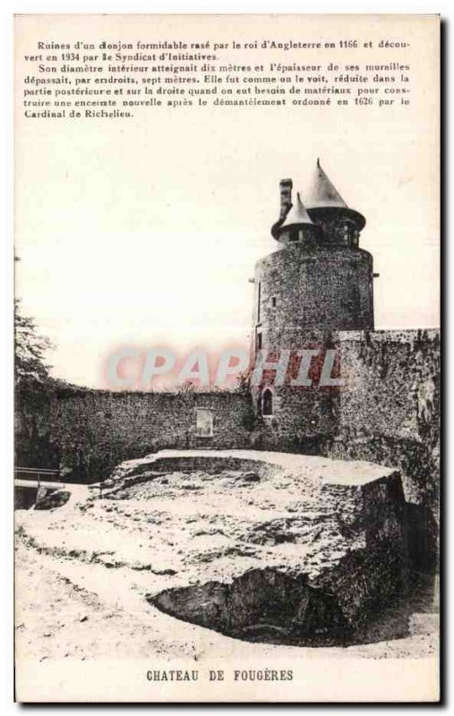 Old Postcard Chateau De Fougeres